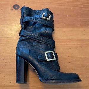 Tory Burch Jaden Strap Buckle Stack Heel Boots